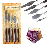 5Pcs Stainless Steel Artist Oil Painting Palette Knife Spatula Paint Tools Set - Natural