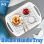 2PCS Rectangular Serving Tray Double Handle Non Slip TPR Kitchen Display Plate