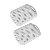 2PCS Rectangular Serving Tray Double Handle Non Slip TPR Kitchen Display Plate - Front View
