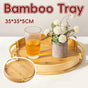 Round Bamboo Tray Durable for Home Kitchen Restaurant Serving Tea Food Snacks