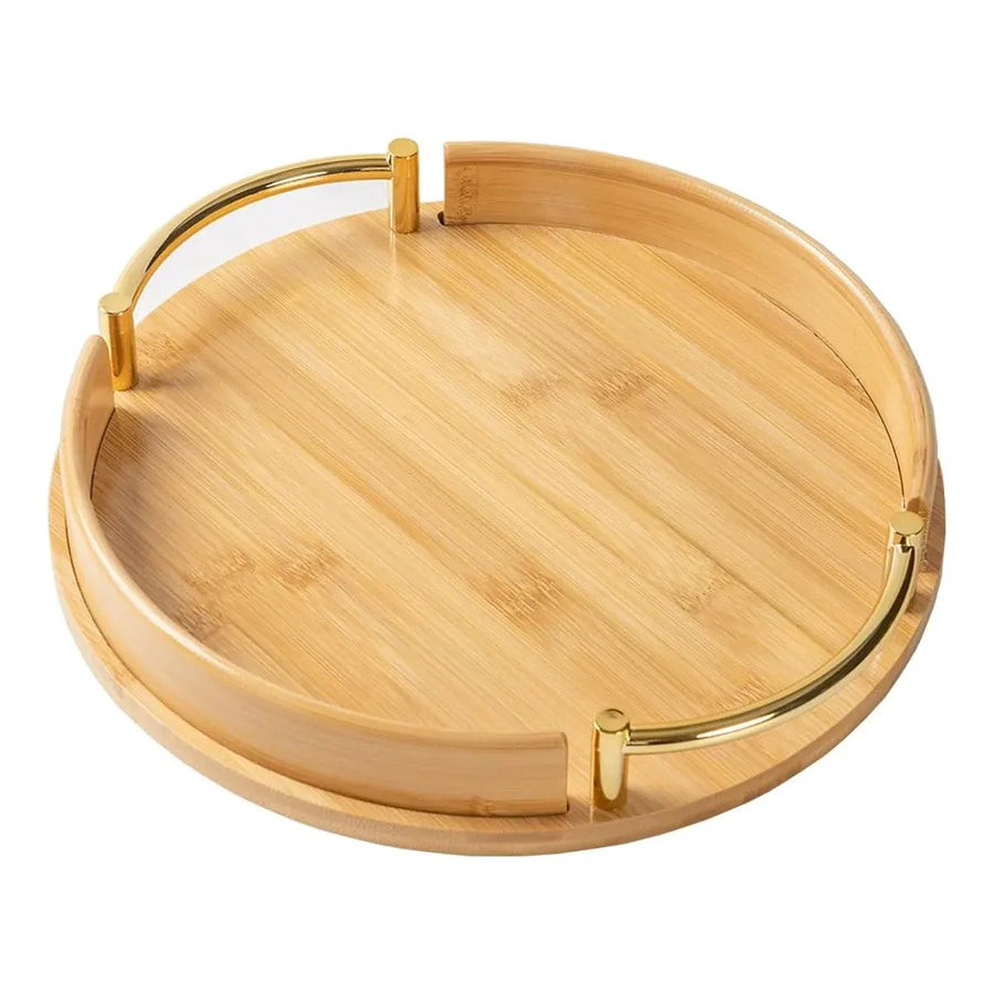 Round Bamboo Tray Durable for Home Kitchen Restaurant Serving Tea Food Snacks