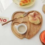 Heart Shape Wood Coffee Tray Food Cup Tray Decorative Wood Dessert Candy Tray - Extra Image