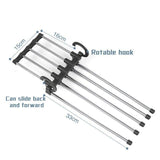 5 in 1 Stainless-Steel Pants Rack Hanger Wardrobe Shelves Magic Multi-Functional Black - 1PC - Side View