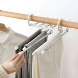 5 in 1 Stainless-Steel Pants Rack Hanger Wardrobe Shelves Magic Multi-Functional Black - 1PC - Top-Down View
