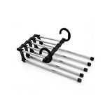 5 in 1 Stainless-Steel Pants Rack Hanger Wardrobe Shelves Magic Multi-Functional Black - 1PC - Rear View
