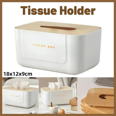 Wooden Lid Paper Towel Box Tissue Holder Napkin Organiser for Home Kitchen