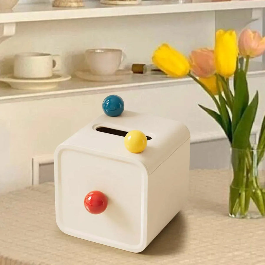 Colourful Ball Square Tissue Box Living Room Coffee Table Roll Holder Case