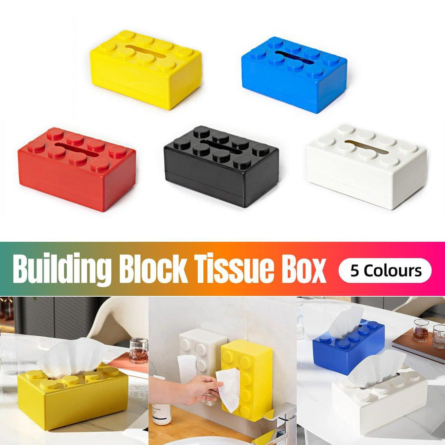 Tissue Box Cover Creative Building Block Cute Napkin Dispenser Holder Home Decor - Blue