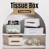 Tissue Box Dispenser Storage Box Napkin Case Remote Control Box Multi-Function - White