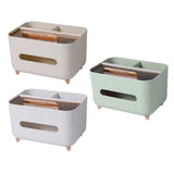 Tissue Box Dispenser Storage Box Napkin Case Remote Control Box Multi-Function - White