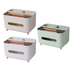 Tissue Box Dispenser Storage Box Napkin Case Remote Control Box Multi-Function - White
