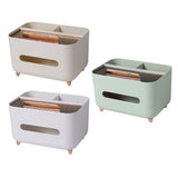 Tissue Box Dispenser Storage Box Napkin Case Remote Control Box Multi-Function - White - Front View