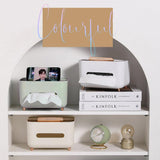 Tissue Box Dispenser Storage Box Napkin Case Remote Control Box Multi-Function - White