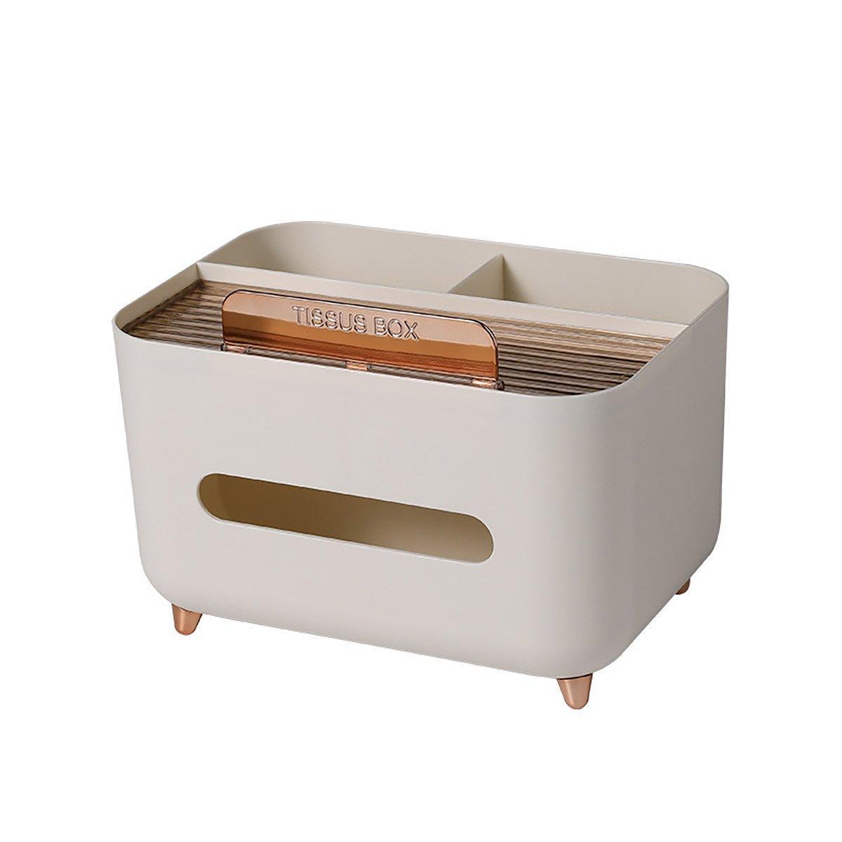 Tissue Box Dispenser Storage Box Napkin Case Remote Control Box Multi-Function - White