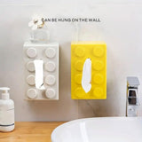 Tissue Box Cover Creative Building Block Cute Napkin Dispenser Holder Home Decor - Yellow - Top-Down View