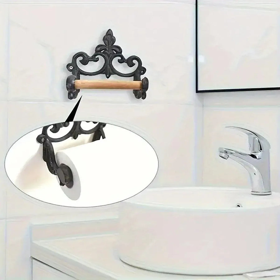 1-Piece Black Wall-Mounted Toilet Roll Holder