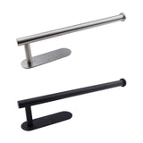 Kitchen Hanger Paper Roll Cabinet Towel Holder Organizer Rack Shelf Wall Adhesive - Silver - Front View