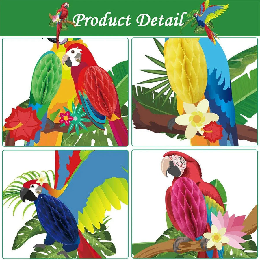 6/9/12pcs Parrot Charm Party Decoration Props Tropical Theme Decor Accessories - 6pcs