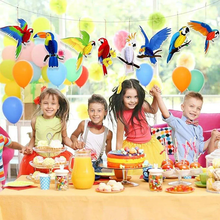 6/9/12pcs Parrot Charm Party Decoration Props Tropical Theme Decor Accessories - 6pcs
