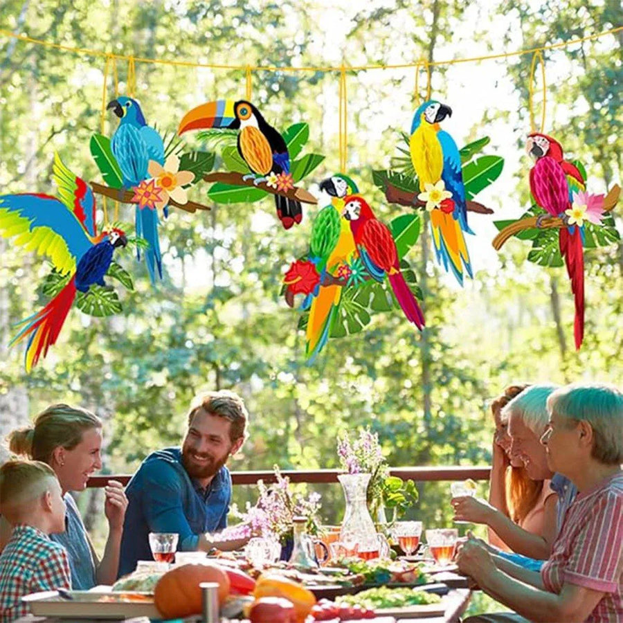 6/9/12pcs Parrot Charm Party Decoration Props Tropical Theme Decor Accessories - 6pcs