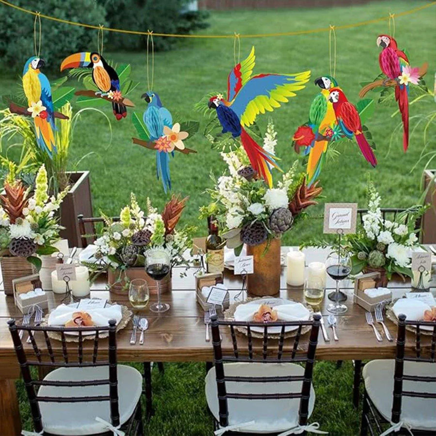 6/9/12pcs Parrot Charm Party Decoration Props Tropical Theme Decor Accessories - 6pcs