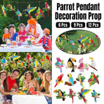 6/9/12pcs Parrot Charm Party Decoration Props Tropical Theme Decor Accessories - 9pcs