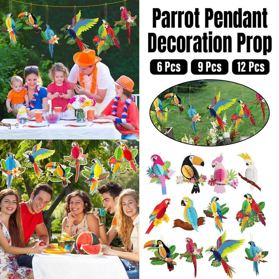 6/9/12pcs Parrot Charm Party Decoration Props Tropical Theme Decor Accessories - 9pcs