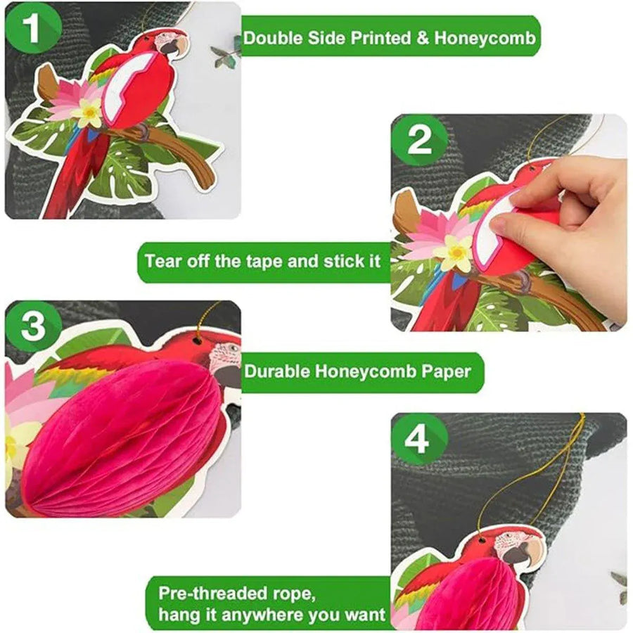 6/9/12pcs Parrot Charm Party Decoration Props Tropical Theme Decor Accessories - 9pcs