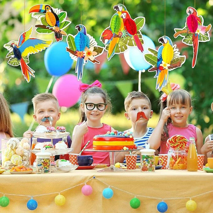 6/9/12pcs Parrot Charm Party Decoration Props Tropical Theme Decor Accessories - 9pcs