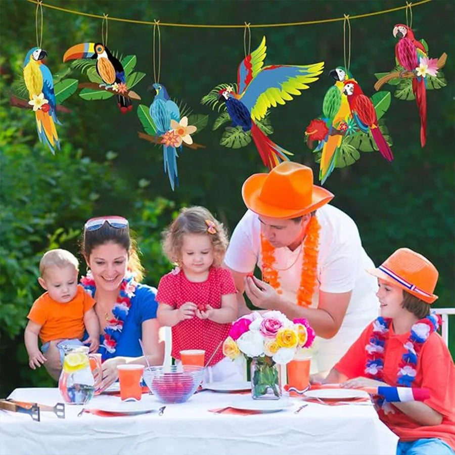 6/9/12pcs Parrot Charm Party Decoration Props Tropical Theme Decor Accessories - 9pcs