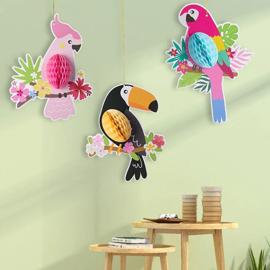 6/9/12pcs Parrot Charm Party Decoration Props Tropical Theme Decor Accessories - 9pcs