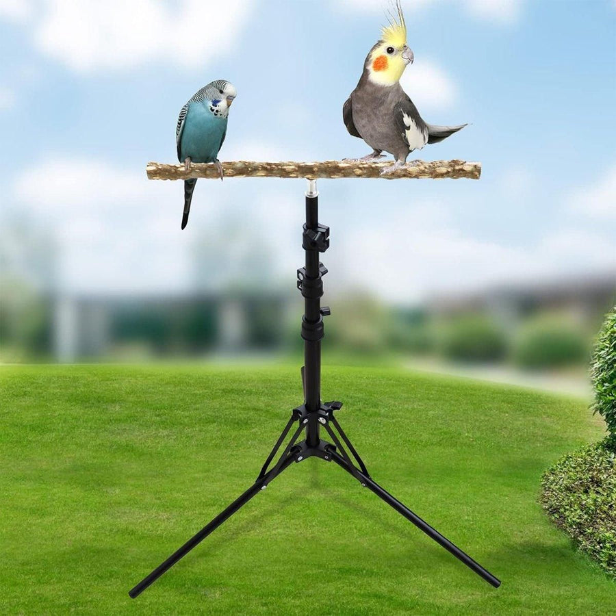 1-Piece Height-Adjustable Bird Perch Stand with Tripod Base