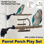 Wooden Parrot Stand Climbing Ladder Swing Toy for Birds Cage Play Accessories - Nut Washer Fixed Type