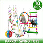 10pcs Parrot Toys Set Swing Ladder Chew Bell Toys for Cockatiels Budgies Cages