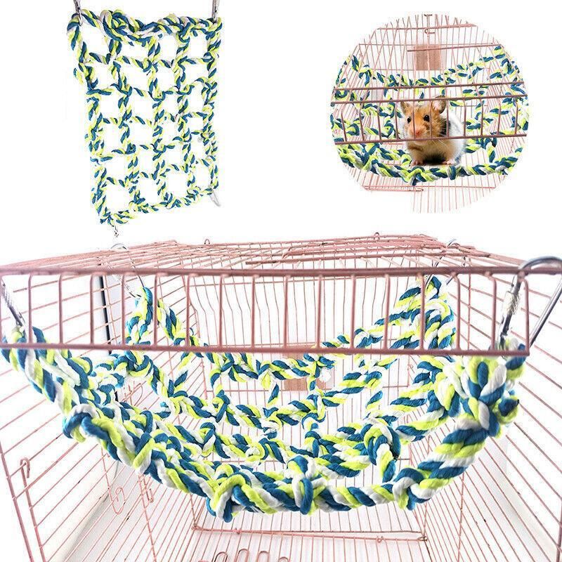 Hanging Climbing Net for Birds and Small Pets Cotton or Hemp Rope Cage Hammock - Cotton Rope
