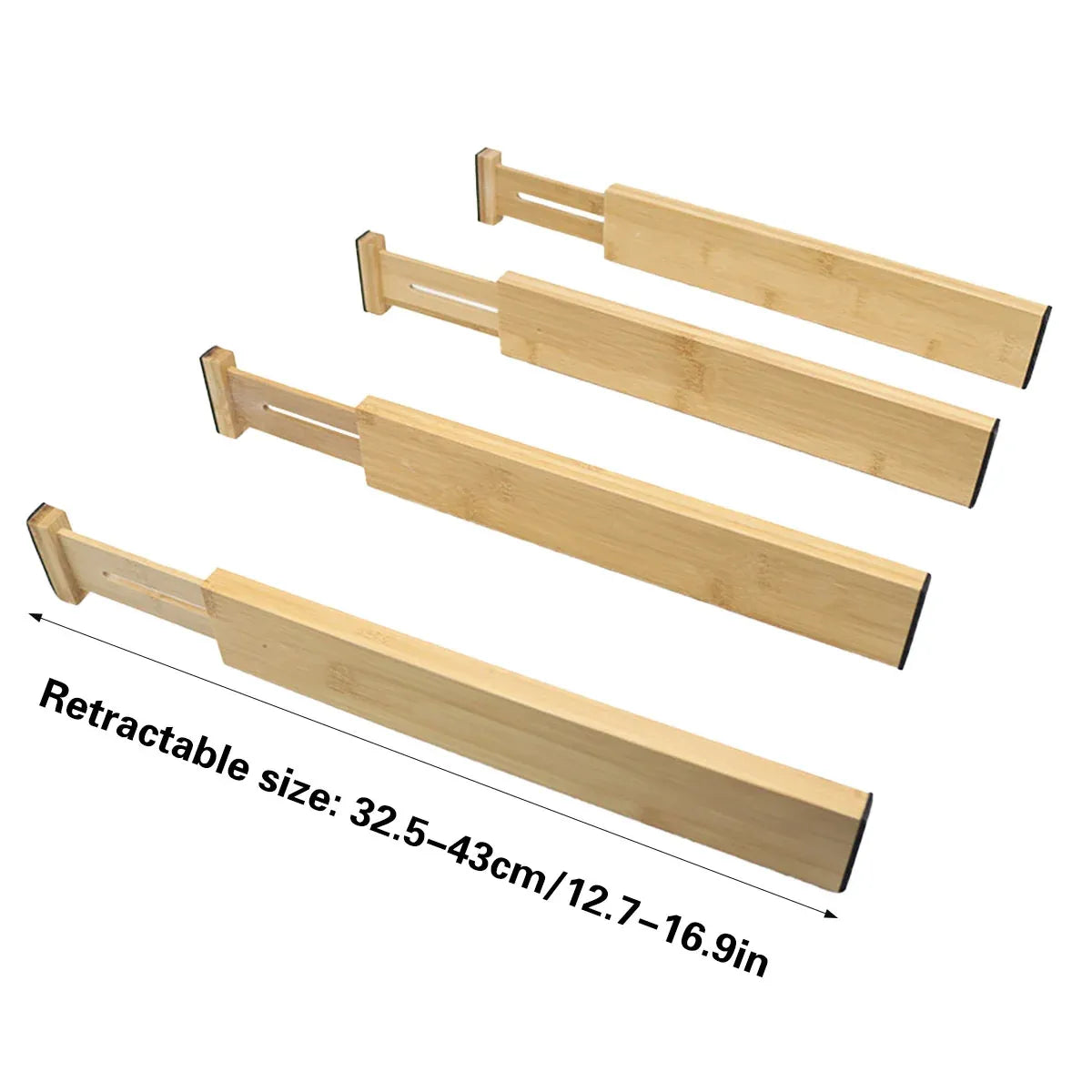 4PCS Bamboo Drawer Retractable Partitions Durable for Home Kitchen