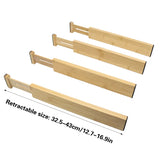4PCS Bamboo Drawer Retractable Partitions Durable for Home Kitchen - Side View