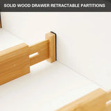 4PCS Bamboo Drawer Retractable Partitions Durable for Home Kitchen - Rear View