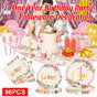 96-Piece First Birthday Floral Tableware Pack for 24 Place Settings