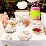 96-Piece First Birthday Floral Tableware Pack for 24 Place Settings