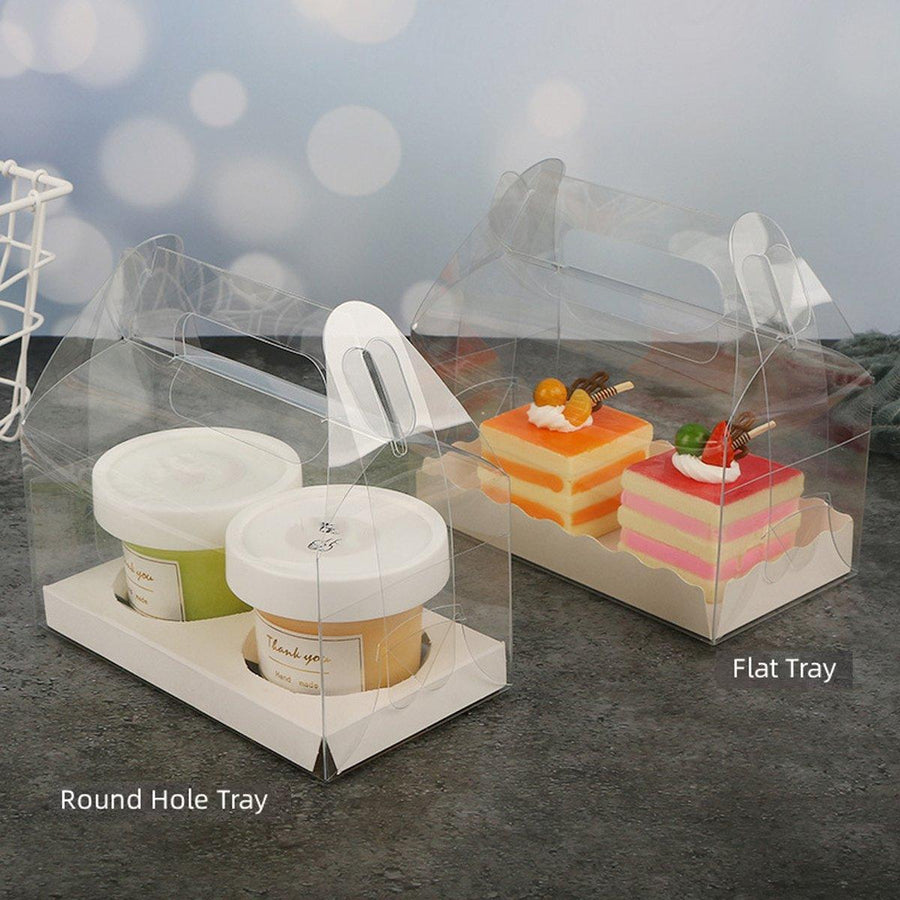 25pcs Transparent Portable Baking Box for Lasagna Mousse Cake Western Point Food - S(Flat Tray)