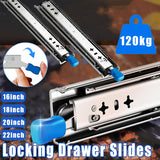 1 Pair Locking Drawer Slides Heavy Duty 120kg Runners Trailer 16 18 20 22 Inch - 16inch/400mm