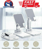 Foldable Adjustable Universal Desk Stand Holder For Mobile Phone Tablet Portable - Black - Front View