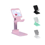 Foldable Adjustable Universal Desk Stand Holder For Mobile Phone Tablet Portable - Black - Side View