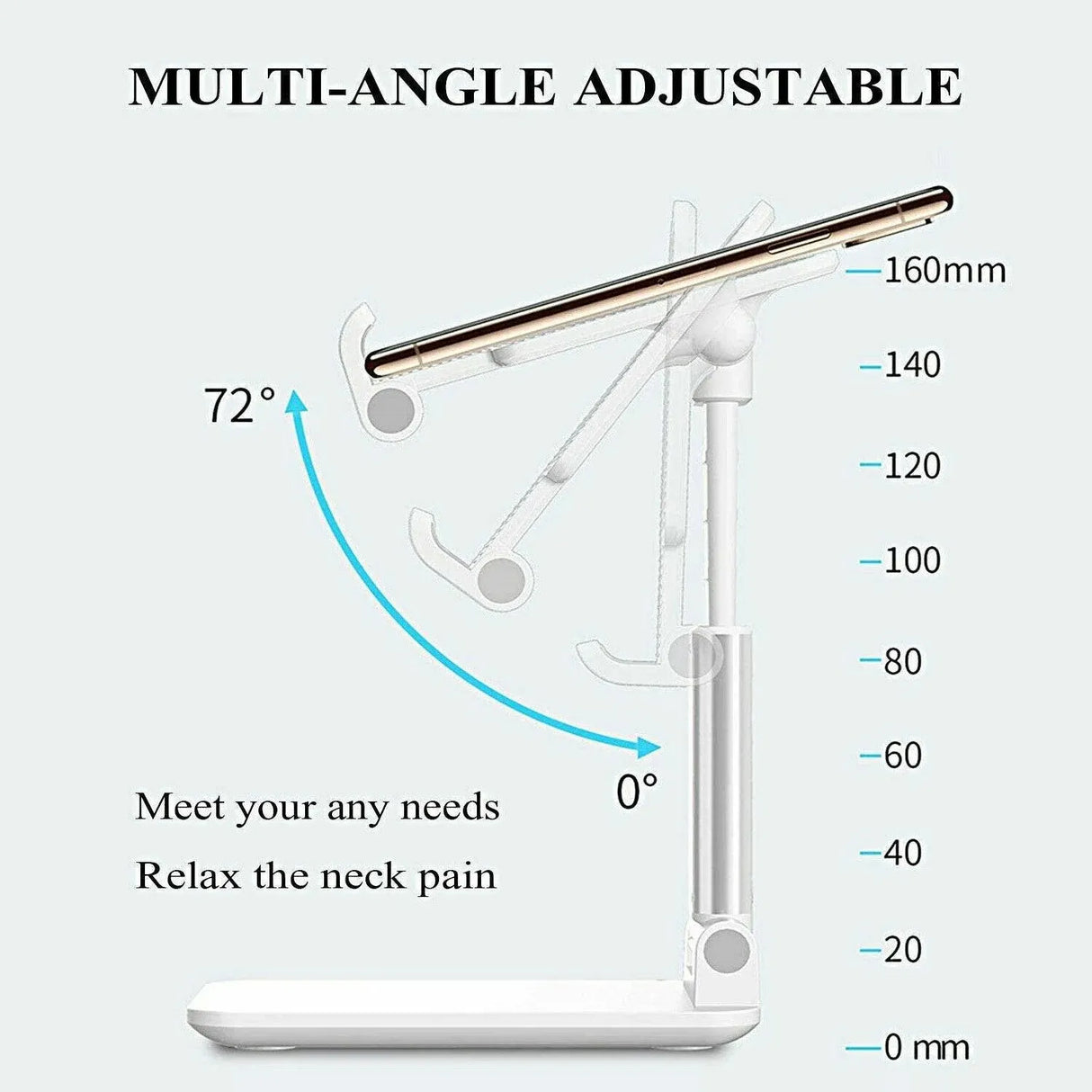 Foldable Adjustable Universal Desk Stand Holder For Mobile Phone Tablet Portable - Black