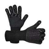 2X Heat Proof Resistant Oven Bbq Gloves 35Cm Kitchen Cooking Silicone Mitt New - Black