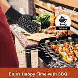 2X Heat Proof Resistant Oven Bbq Gloves 35Cm Kitchen Cooking Silicone Mitt New - Black - 45-Degree Angle
