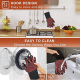 2X Heat Proof Resistant Oven Bbq Gloves 35Cm Kitchen Cooking Silicone Mitt New - Black