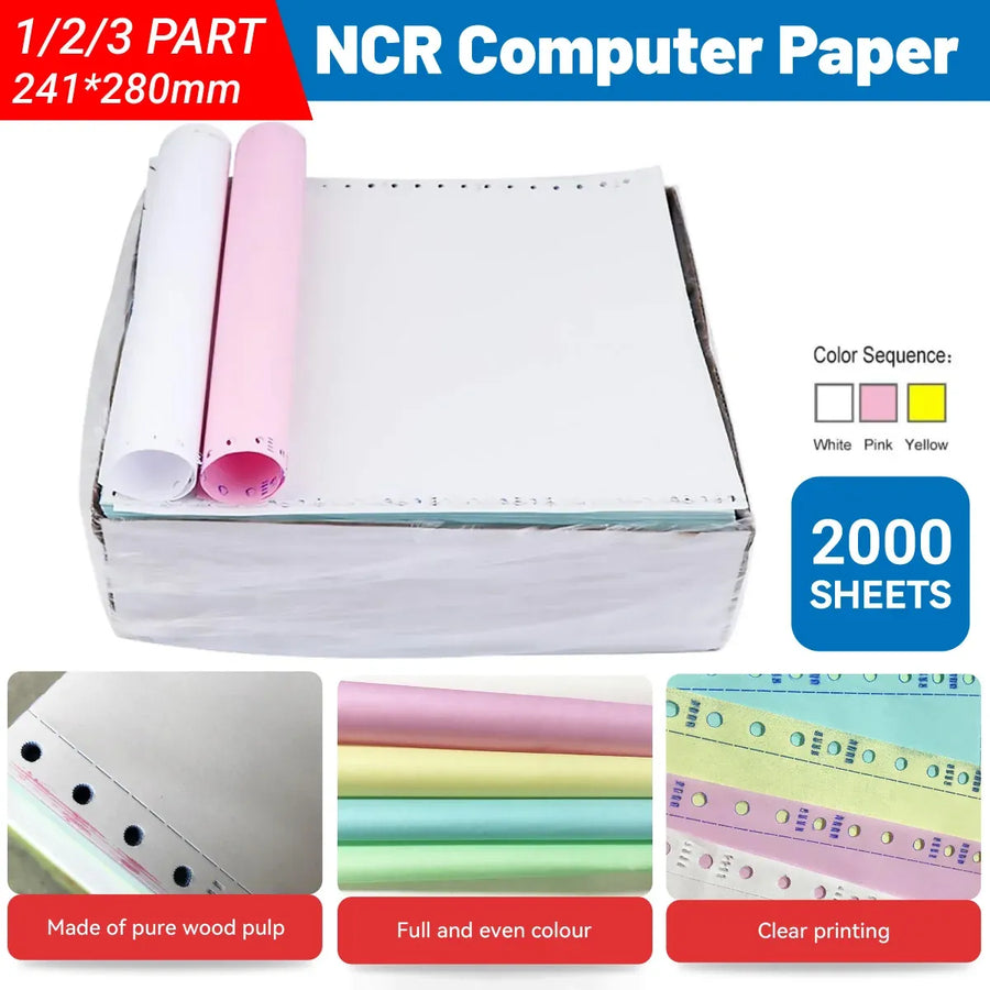 NCR Carbonless Computer Paper Clear Printing Pure Wood Pulp