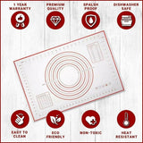 Non-Stick Silicone Baking Mat Rolling Cake Dough Scale Pastry Clay Fondant Sheet - Red 80*60cm
